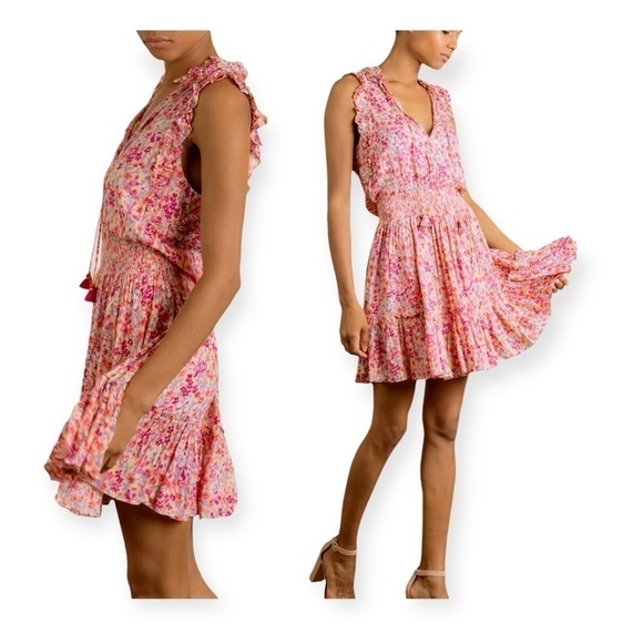 NWT Poupette St Barth Dress, Triny Floral Ruffle-Trim Tassel Mini dress - Picture 1 of 12